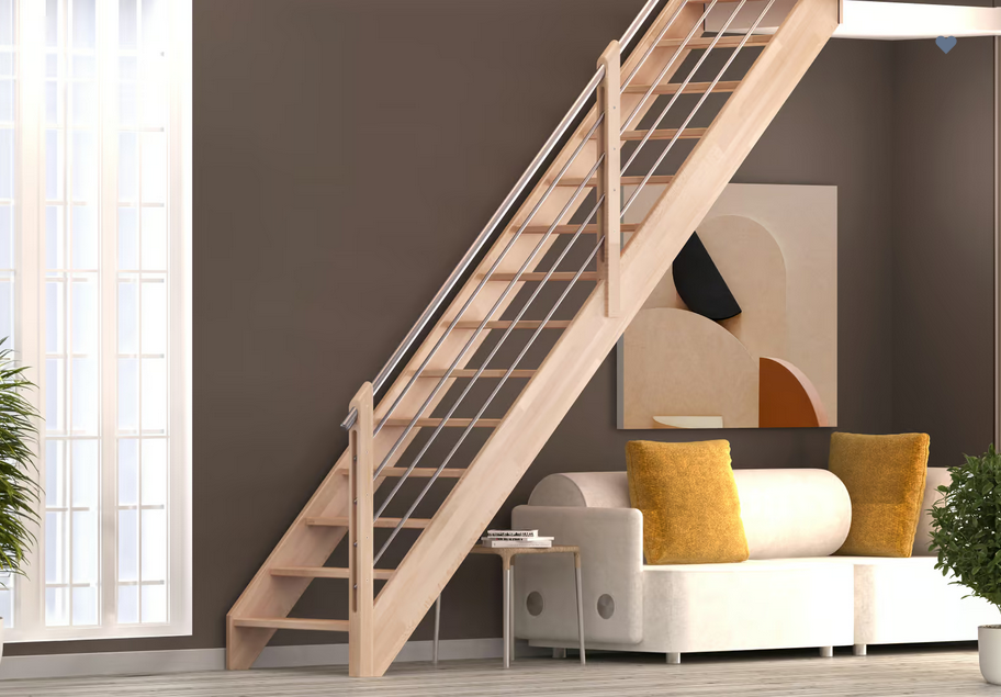 DOLLE SAVOIE - schody rovné bez podstupnic, masivní buk nelakovaný